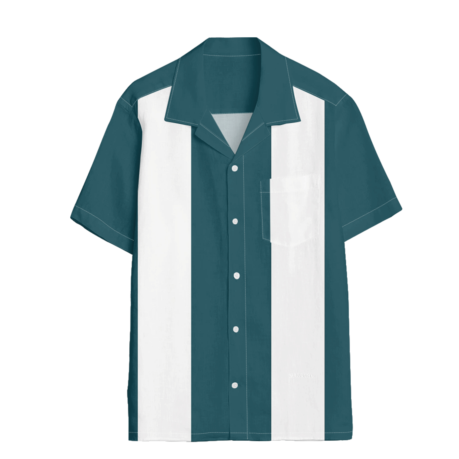 Vintage 50s Cool Two Tone Bowling Men's Breathable Hawaiian Shirt Pocket Camp Shirt