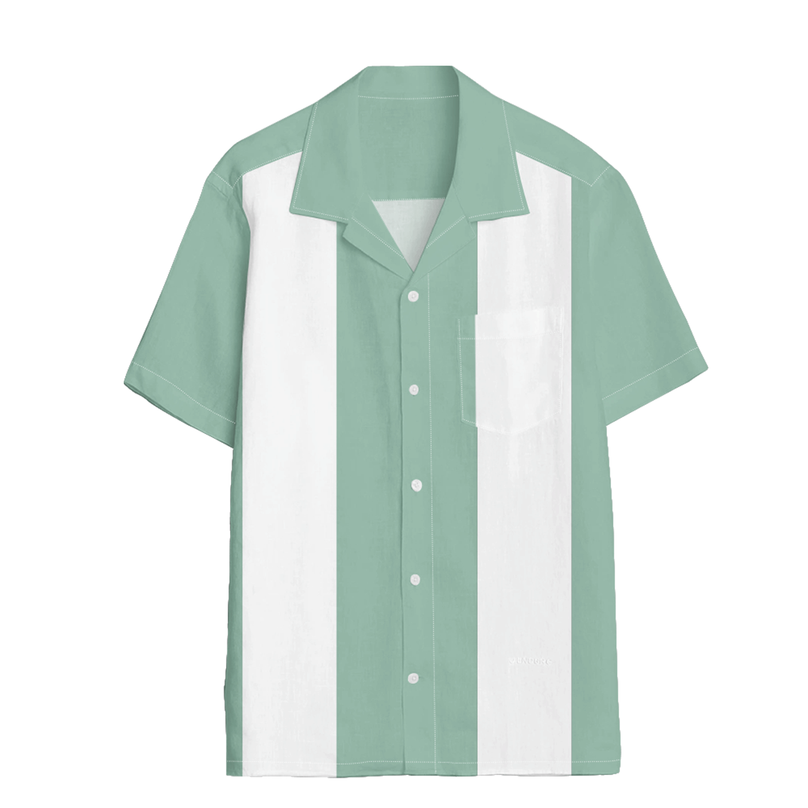 Vintage 50s Cool Two Tone Bowling Men's Breathable Hawaiian Shirt Pocket Camp Shirt