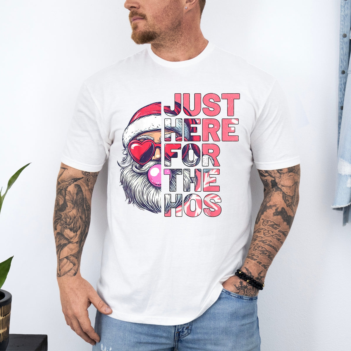 Just Here For The Hos Santa Christmas T-Shirt
