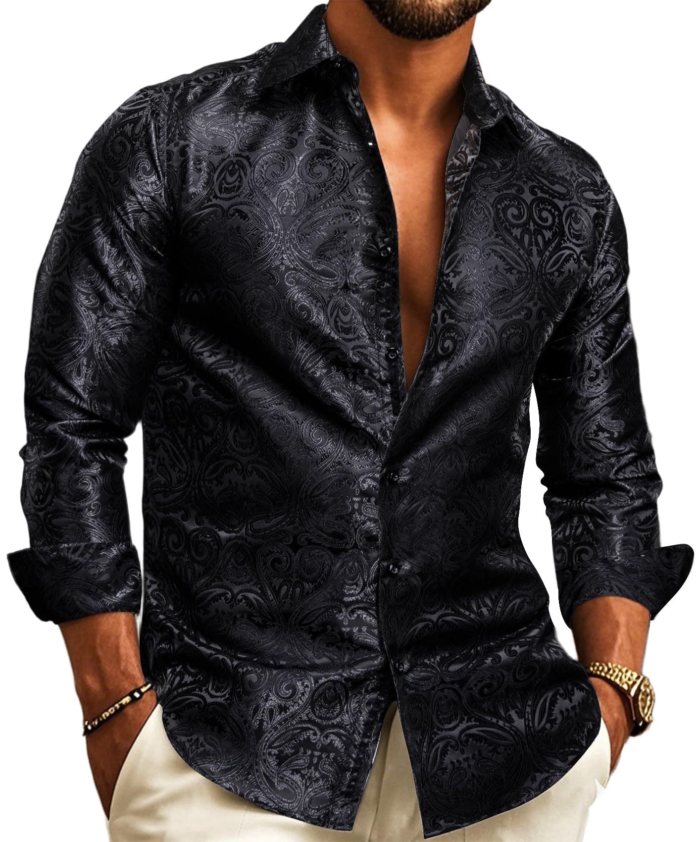 Paisley Classic Collared Men's Shirt Long Sleeve Button Up Shirt