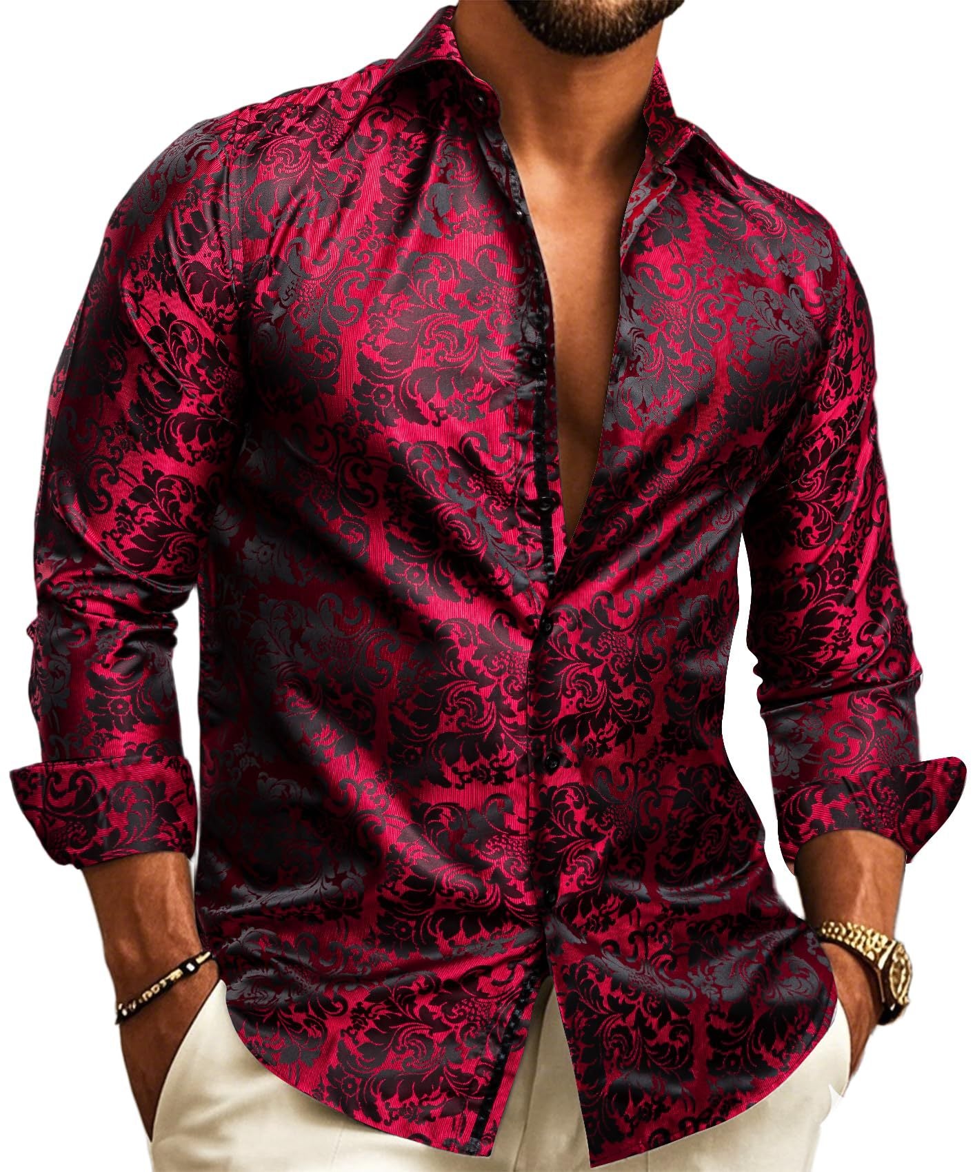 Paisley Classic Collared Men's Shirt Long Sleeve Button Up Shirt