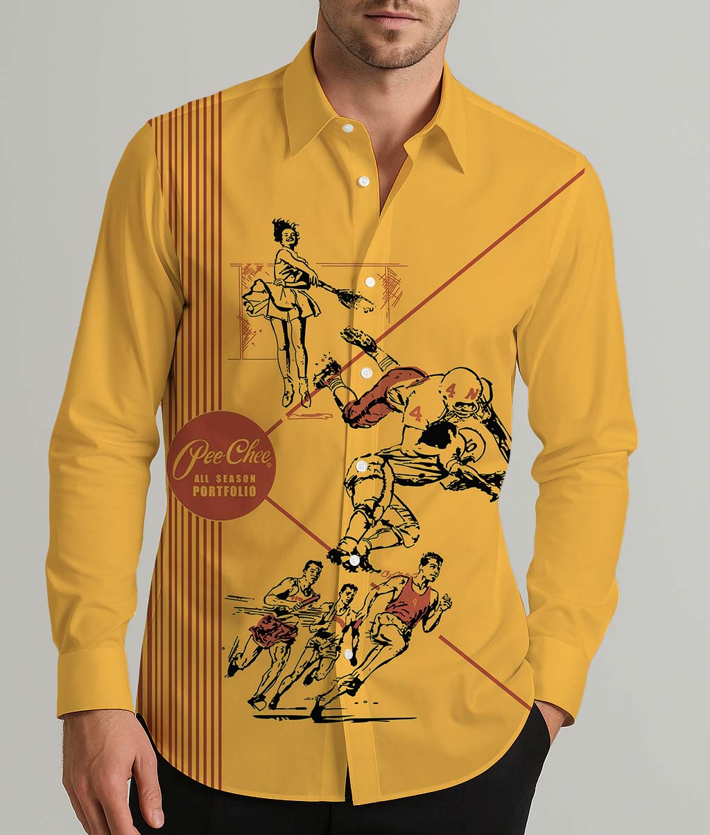 70'S-80s Pop Culture Nostalgia Men's Shirt Long Sleeve Button Up Shirt