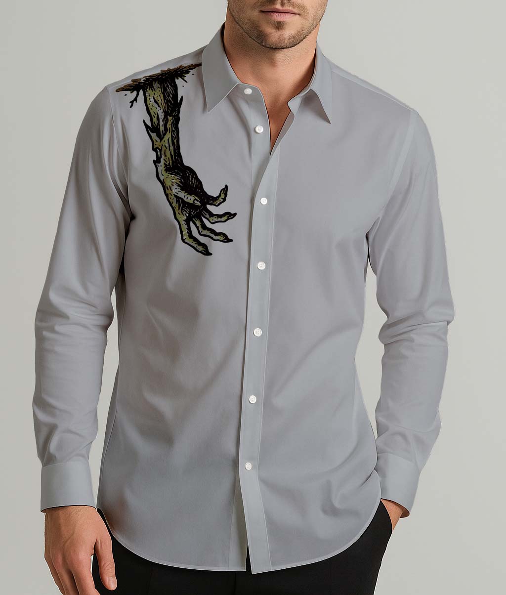Creepy Halloween Zombie Hand Men's Shirt Long Sleeve Button Up Shirt