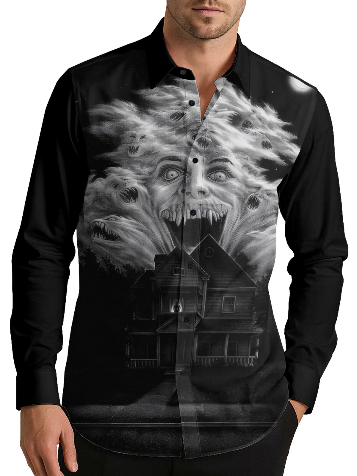 Fright Night Men's Shirt Long Sleeve Button Up Shirt