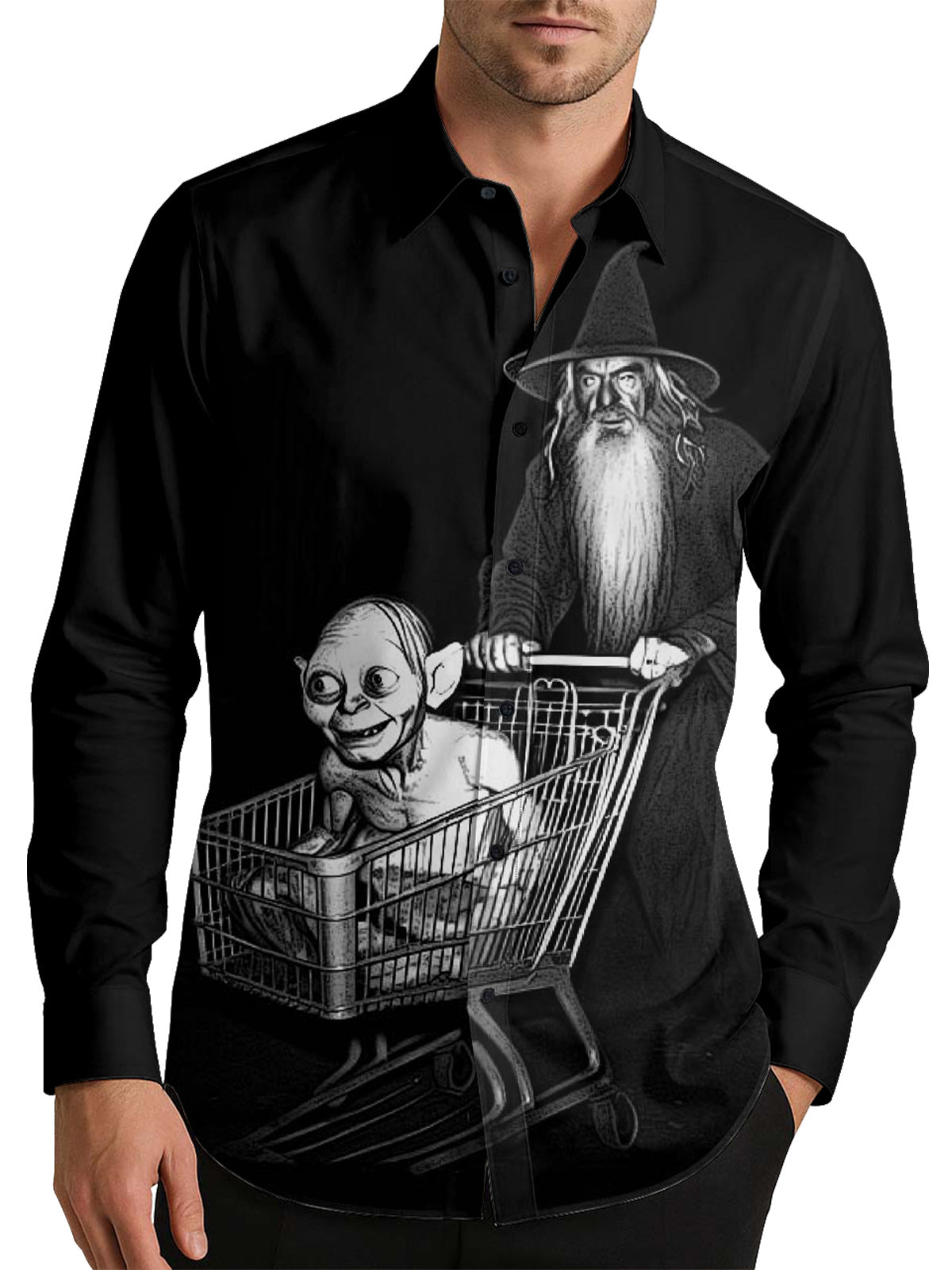 Wizard and Goblin Adventures Men's Shirt Long Sleeve Button Up Shirt