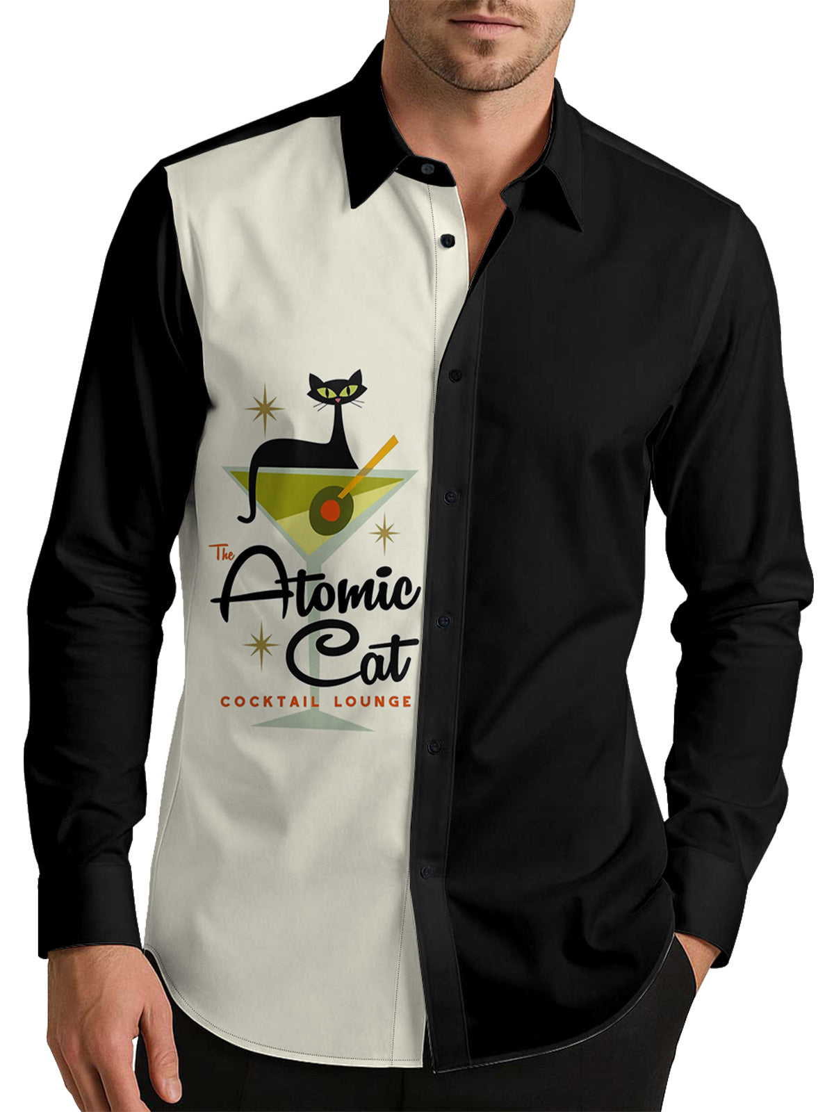 Atomic Cat Martin Men's Shirt Long Sleeve Button Up Shirt