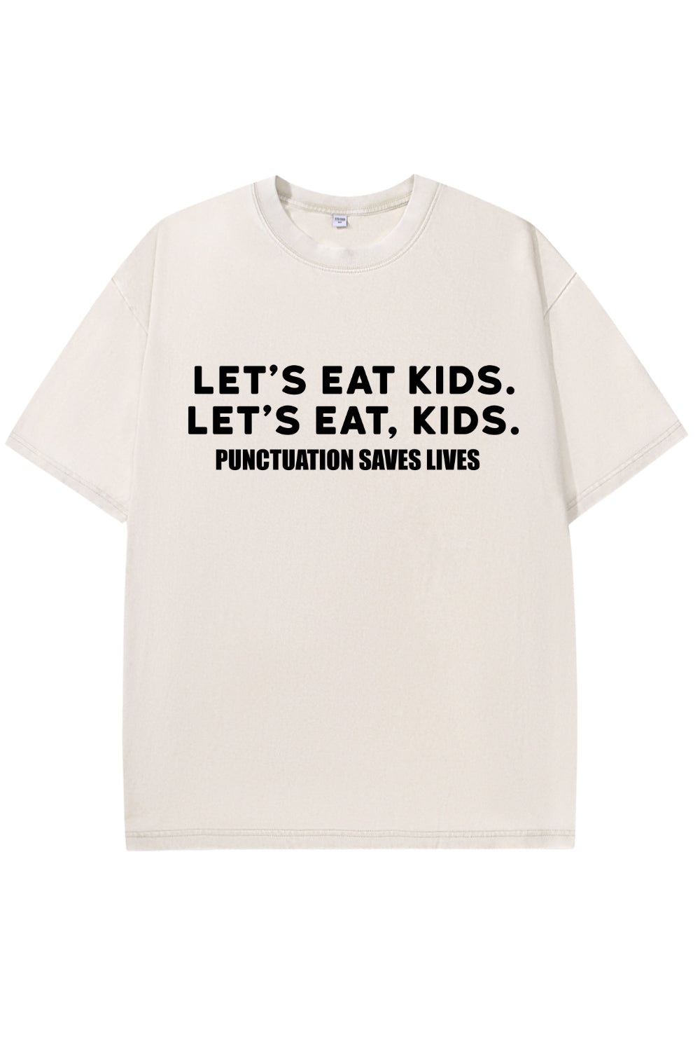 Let's Eat Kids Punctuation Saves Lives Washed T-Shirt